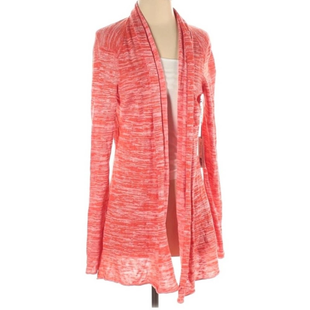 White and Warren Cardigan Open Front Cotton Linen Sunfire Orange Size Small NWT